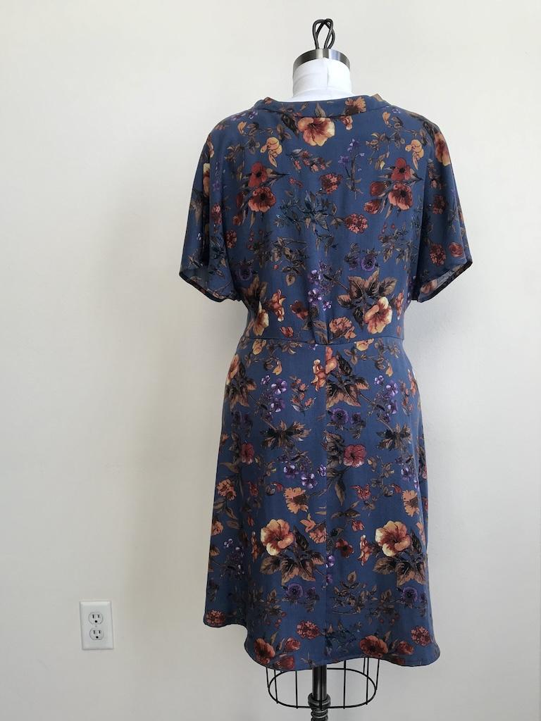 Back of Luna’s handmade dress made with Tencel twill fabric on the dress form