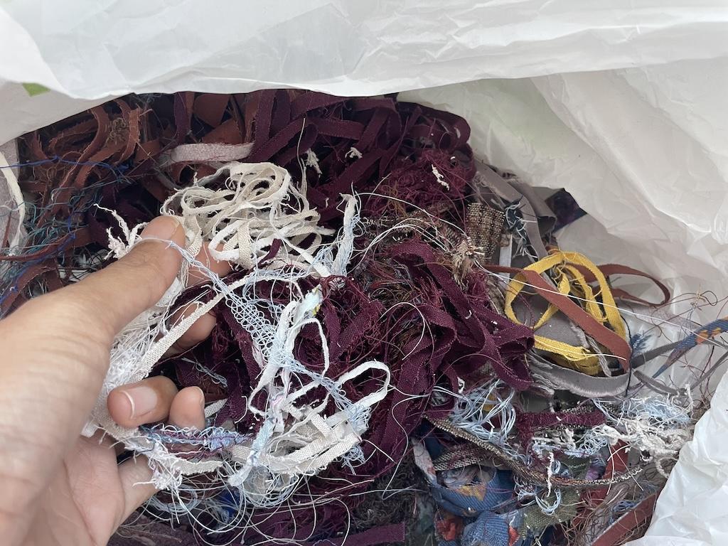 Close up of fabric scraps that caused Luna's fabric allergies