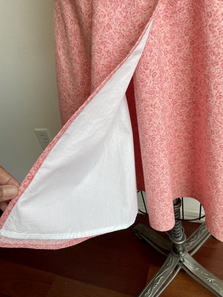 View of lining of Luna’s DIY wrap midi skirt made from Simplicity S8950 sewing pattern