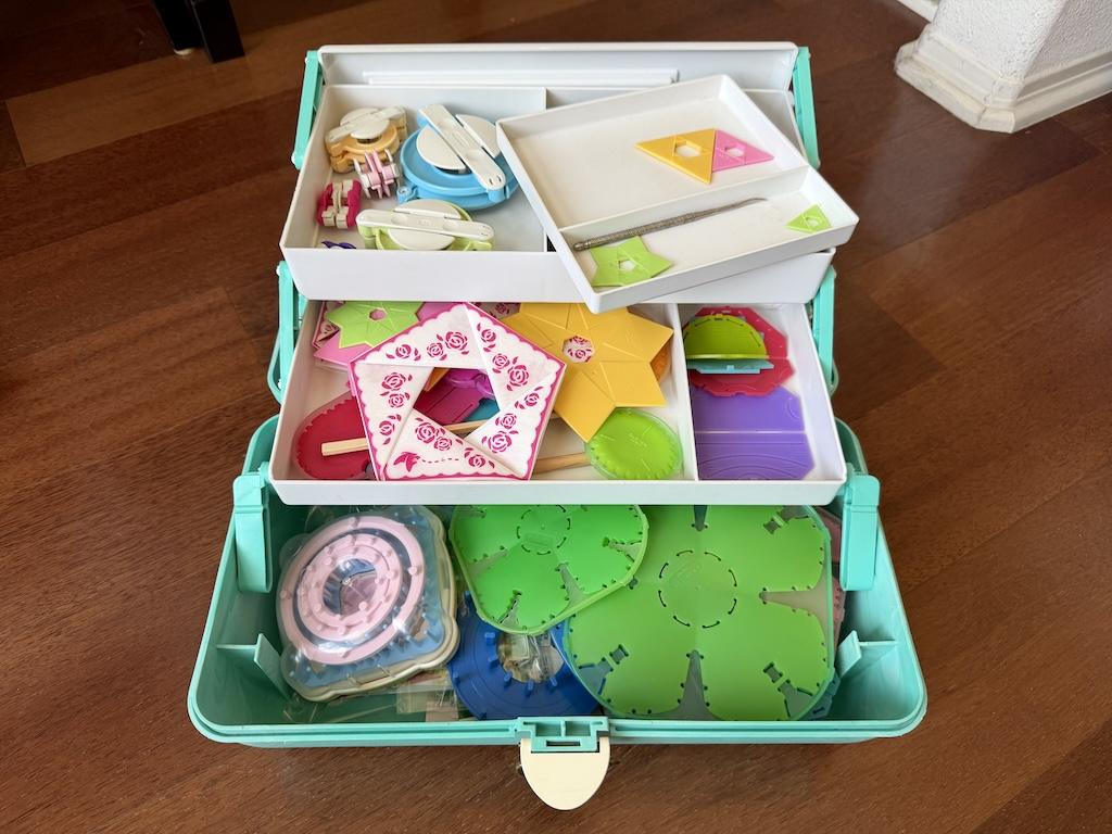 View of inside Luna’s Caboodles kit with sewing supplies
