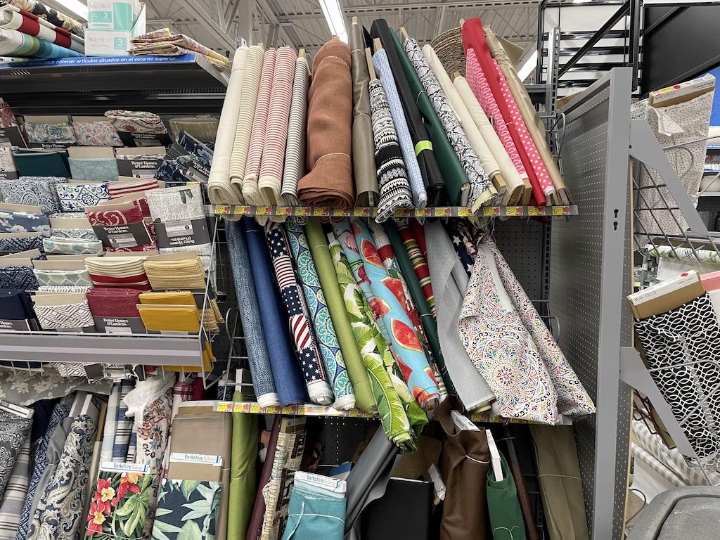 Fabric bolts that Luna saw in the sewing deparment of Walmart in Arizona