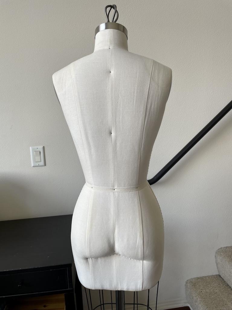 Back view of PGM dress form in Luna’s sewing room