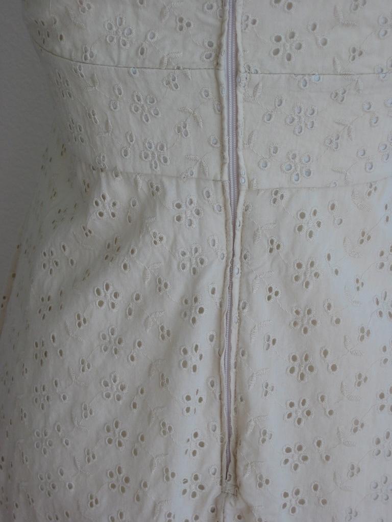 Close up view of back zipper that Luna put on her DIY eyelet dress