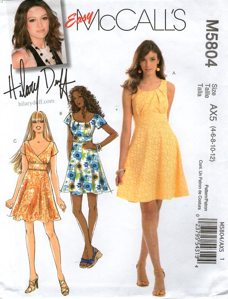 Front envelope of McCall’s M5804 sewing pattern, dress