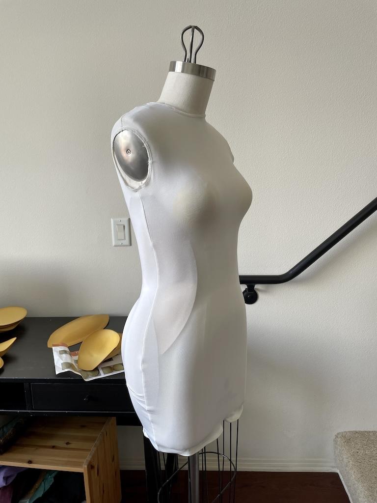 Side view of Luna’s dress form after she padded it using the Fabulous Fit Fitting System
